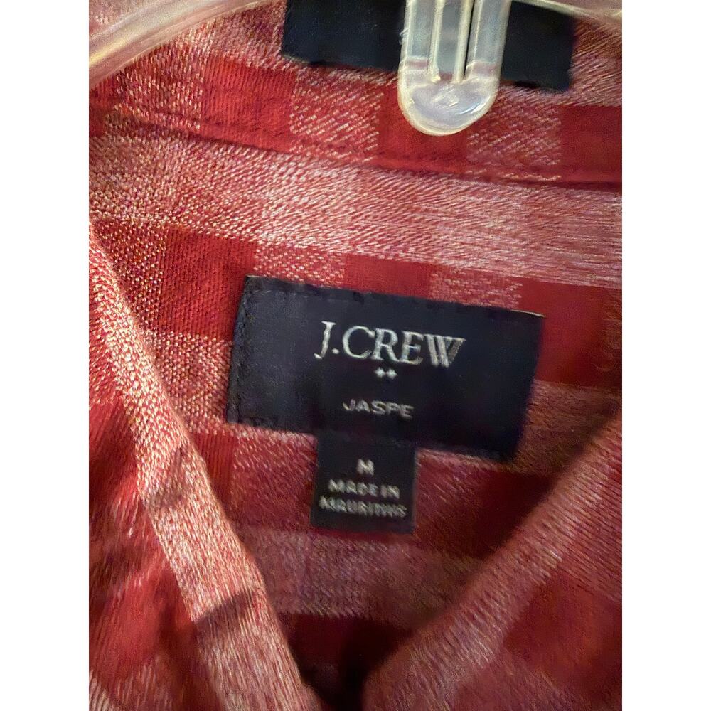 J.Crew Jaspe Button Down Shirt Mens M Red Gingham Plaid Long Sleeve Cotton - Picture 3 of 5